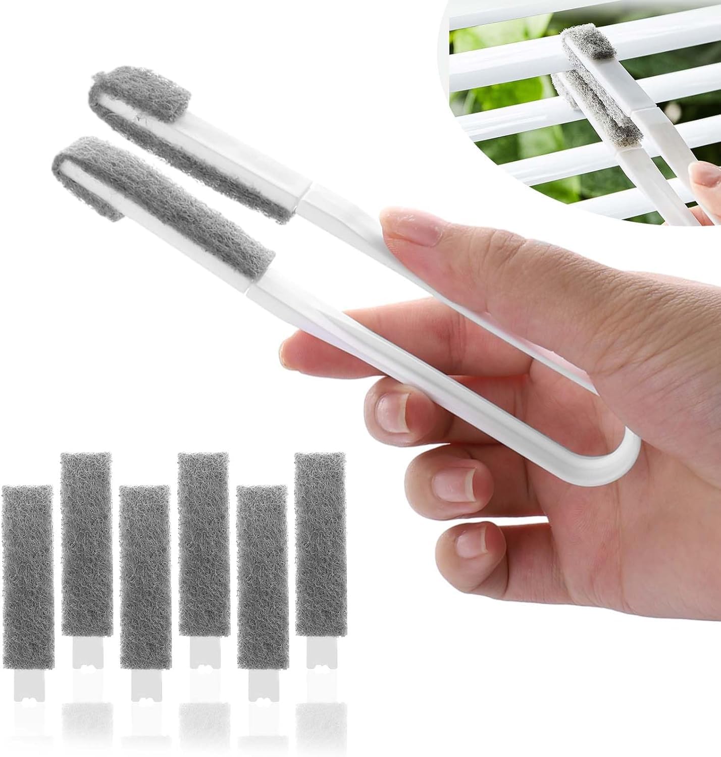 HASTHIP Window Blinds Cleaning Brush with 6 Replacement Cleaner Heads, Gap Brush for Cleaning Gap Master Brush Mini Gap Cleaning Brush for Gap, Seam, Car Air Vents, Car Window Gap, Roller Blinds HASTHIP Window Blinds Cleaning Brush with 6 Replacement Cleaner Heads, Gap Brush for Cleaning Gap Master Brush Mini Gap Cleaning Brush for Gap, Seam, Car Air Vents, Car Window Gap, Roller Blinds